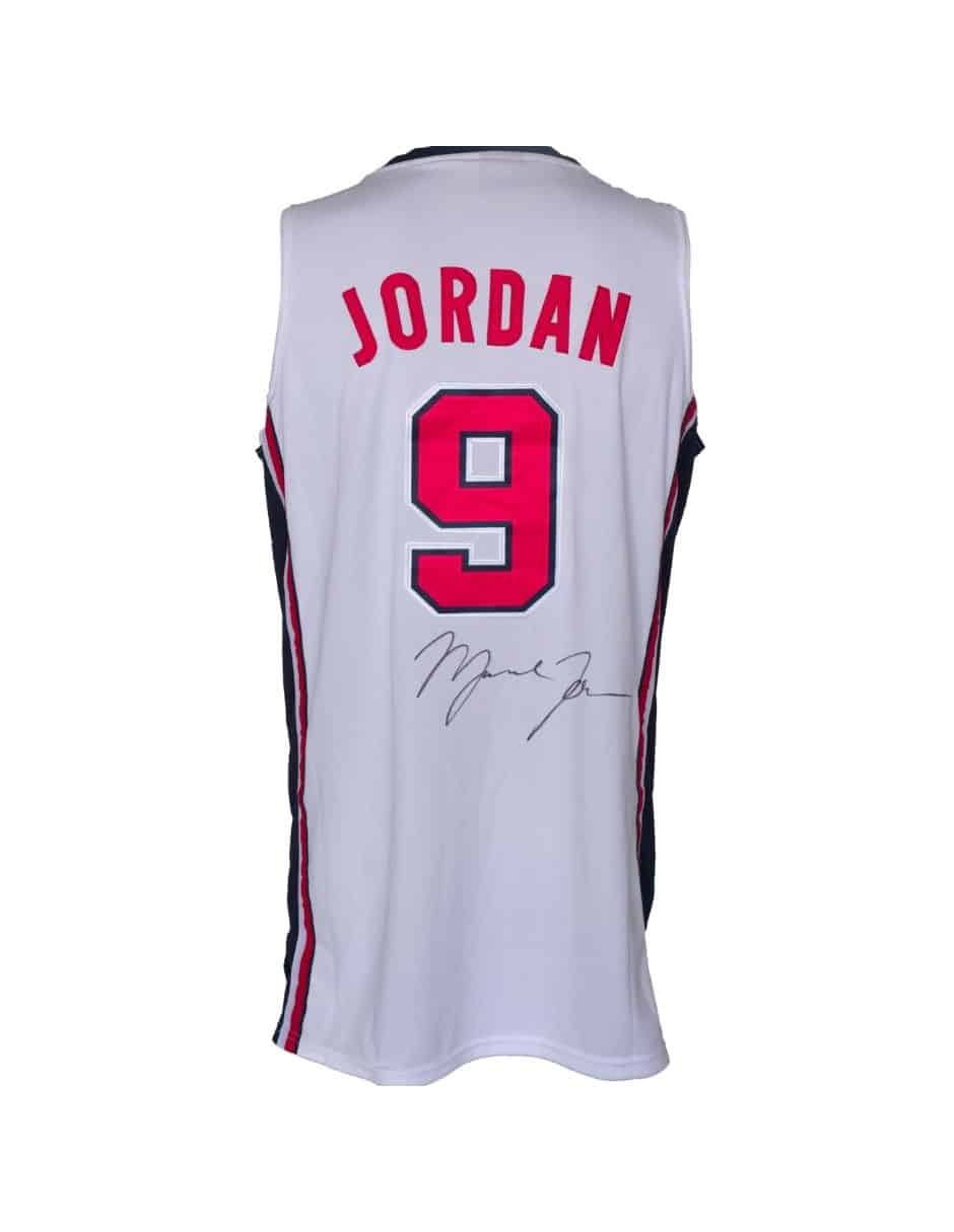 tenga en cuenta herramienta puesto Michael Jordan Playera Firmada/Autografiada Dream Team Blanca - Ídolos