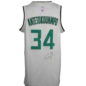 Giannis Antetokounmpo — Jersey NBA Milwaukee Bucks Autografiado - Vista frontal