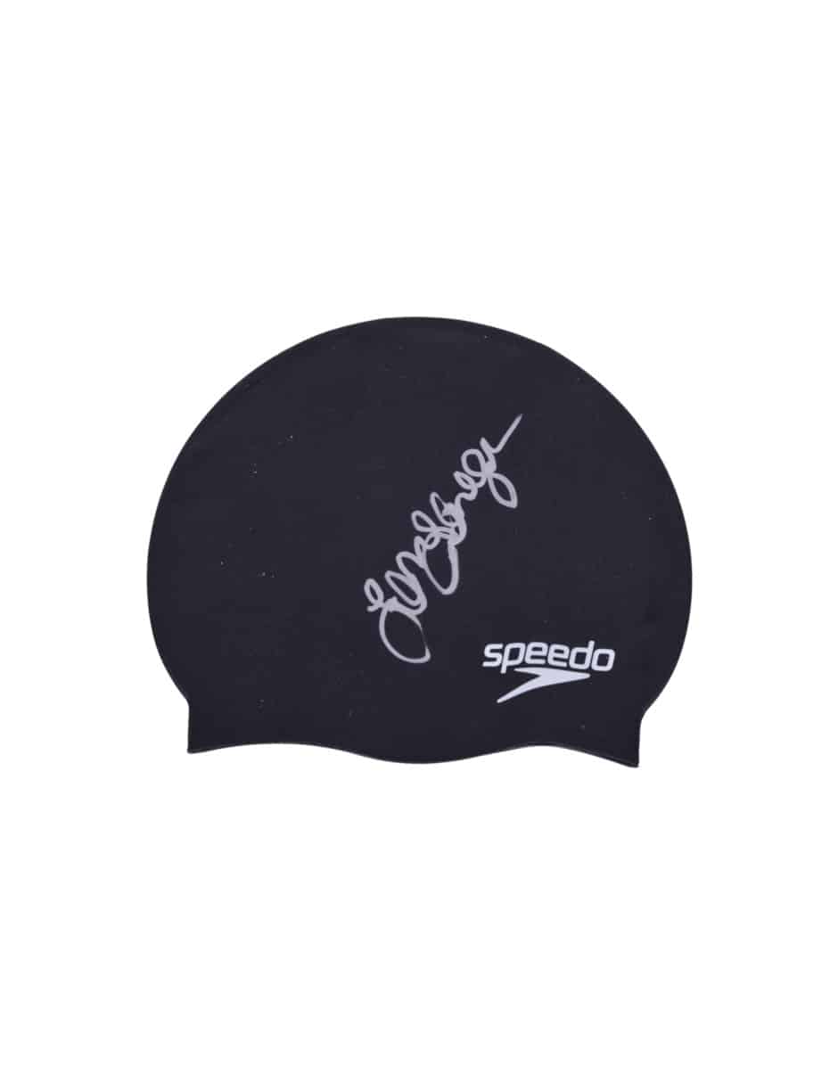 Ian Thorpe — Gorra Negra de Natacion Autografiada — Pentacampeon Olimpico - Vista frontal