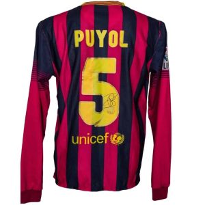 Carles Puyol — Jersey FC Barcelona Autografiado con Certificado 2013-2014 - Vista frontal