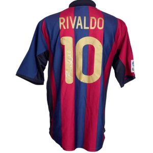 Rivaldo — Jersey FC Barcelona Autografiado - Vista frontal