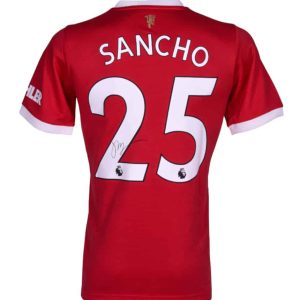 Jadon Sancho — Jersey Manchester United Autografiado con Certificado (2021-2022) - Vista frontal