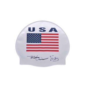 Mark Spitz — Gorra de Natacion Autografiada con Certificado — 7 Oros Olimpicos - Vista frontal