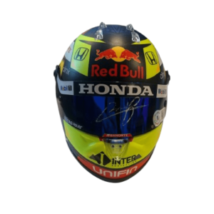 Sergio "Checo" Pérez — Mini Casco Red Bull Racing F1 Autografiado Edición 2021 - Vista frontal