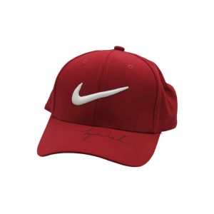 Tiger Woods Gorra Nike Carmin Golf firmado por Tiger Woods