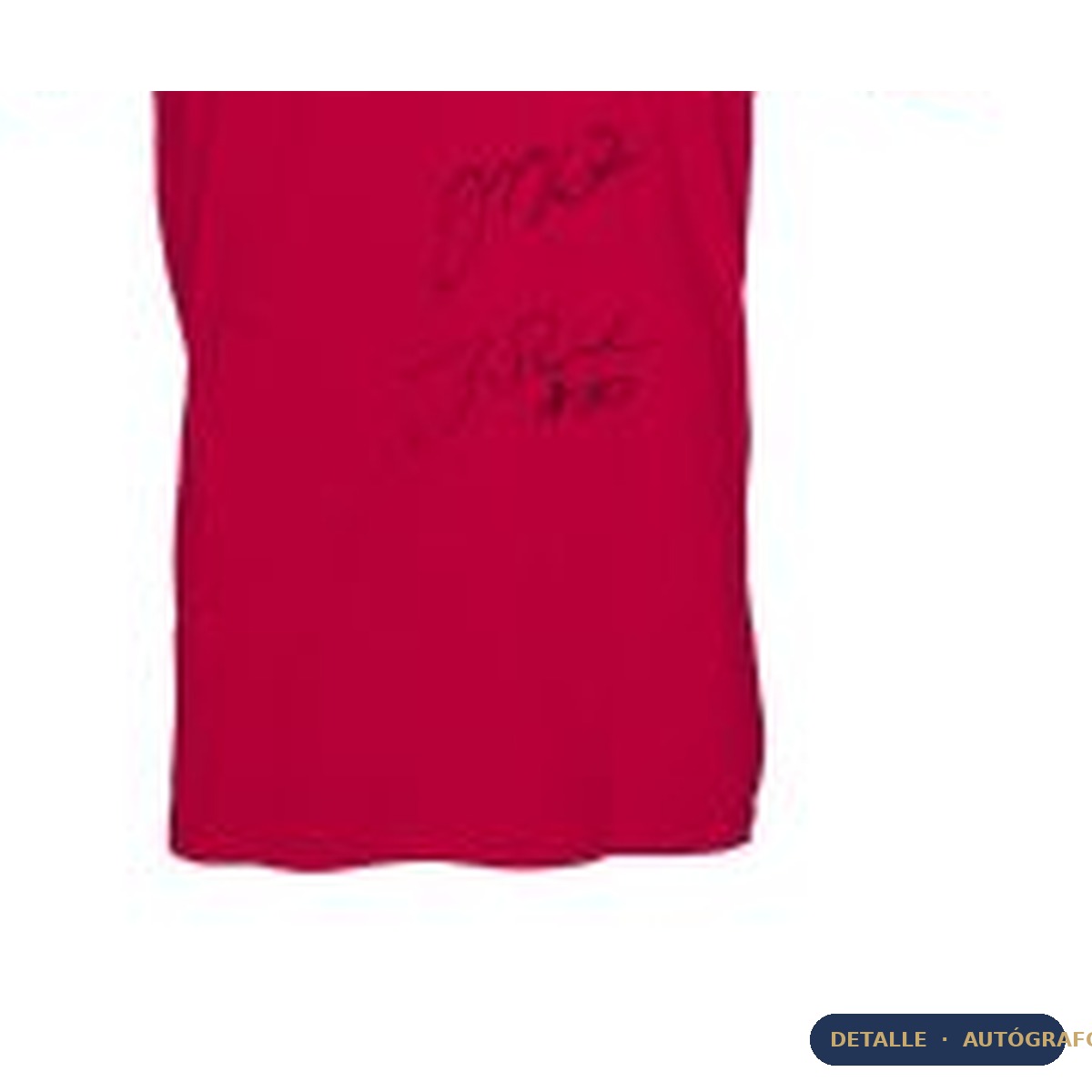 Detalle de los autografos de Joe Montana y Jerry Rice sobre la playera 49ers